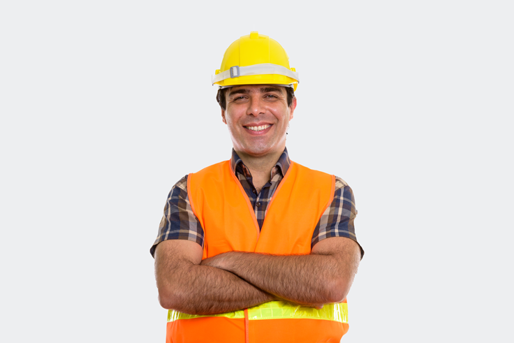 Smiling construction worker.