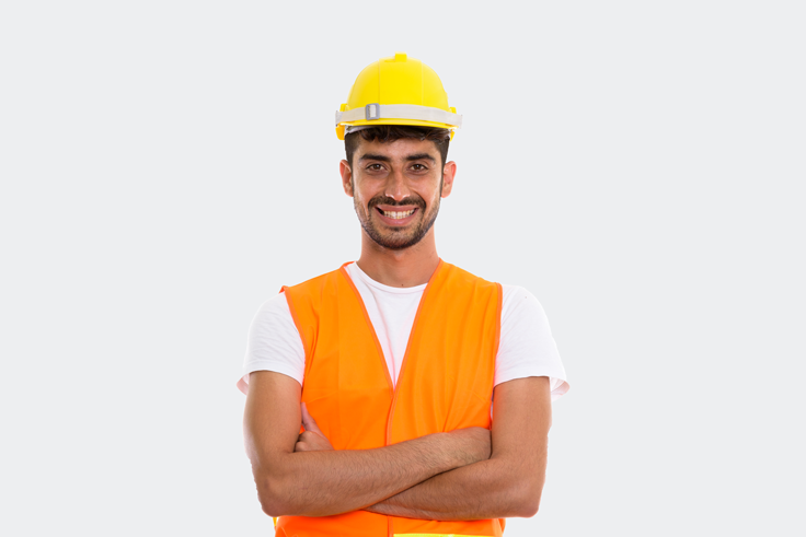 Smiling construction worker.