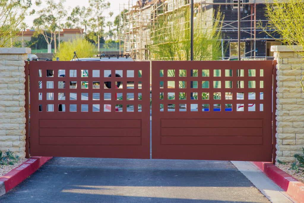Driveway entry gate.